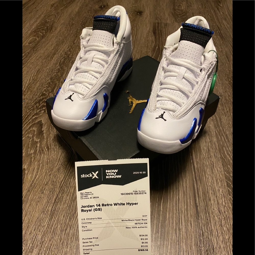 Jordan 14 Retro White Hyper Royal(GS)